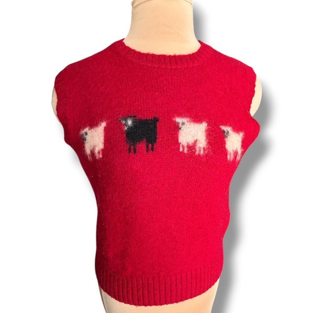 Skyr Sportswear Vintage Red Shetland Wool Black Sheep Sweater Vest Size 36